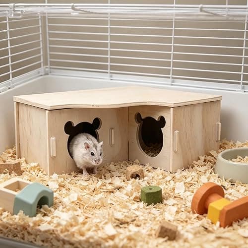 Choisonye Multi-Chamber Hamster House Maze, 3-Room Hideouts, Wooden Hamster Maze & Tunnel Exploring Toys, Dwarf Hamster House Habitats Decor for Hamster Mice Gerbils Lemmings thumbnail 9