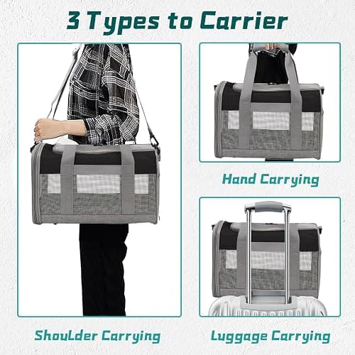 PINVNBY Bunny Carrier for Travel Camping Outdoor, Small Pet Carrier, Guinea Pig Carrier, Breathable Pet Portable Hand Bag for Hamster Bunny Guinea Pig（Black & Gray） thumbnail 6