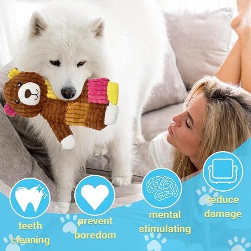 LECHONG 5Pcs Squeaky Dog Toys, Large Crinkle Dog Toys for Large Medium and Small Dogs, Puppy Toys to Keep Them Busy Great Value Dog Toy Bundle thumbnail 4