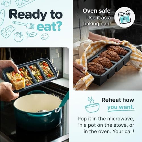Souper Cubes Silicone Freezer Molds Gift Set with 2 Tbsp, 1/2, 1, and 2 Cup Silicone Freezer Trays With Lids - Meal Prep and Kitchen Essentials Bundle - Charcoal thumbnail 6
