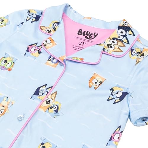 Bluey girls 2-piece Loose-fit Button Down Pajama Set, Soft & Cute for Kids thumbnail 2