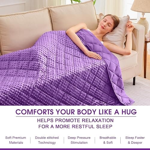 Purple Weighted Blanket for Adults 12lbs, 48"x72", Twin Full Size Cooling Minky Heavy Throw Blanket for 110-130lbs, Soft Winter Thick Big Blankets Weighted Comforter Gift for Sleeping thumbnail 5