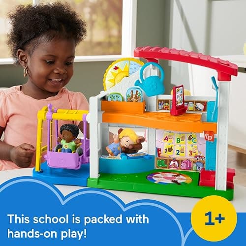 Fisher-Price Little People Toddler Playset Play for All School with 2 Figures & 2 Accessories for Preschool Pretend Play Ages 1+ Years thumbnail 2