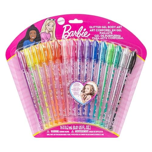 Barbie 16 Piece Glitter Pen Body Art Set, Glittery and Bright Colors, Ages 3+ by Townley Girl - Image 1