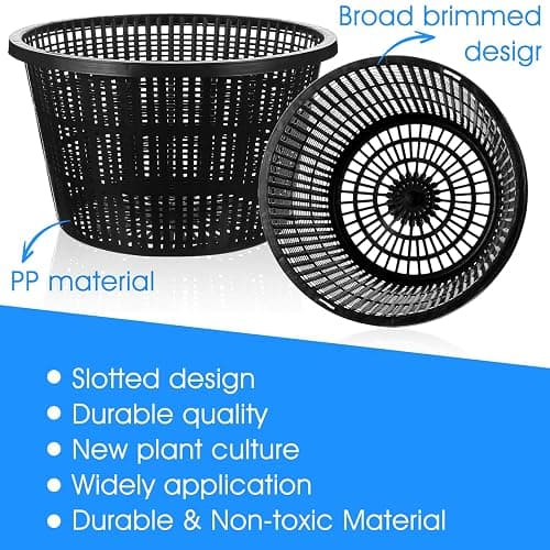 mekueeex 6 Pcs Hydroponic Baskets Aquatic Black Plastic Garden Mesh Net Pot Hydroponic Pots Slotted Pond Basket Aquarium Plant Pots for Lily Hydroponic Nursery Grow Planting Supplies thumbnail 7