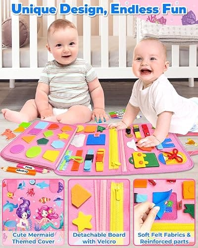 Gojmzo Busy Board Montessori Toys for Toddler Girl Birthday Gifts, Busy Book Sensory Toys for Toddlers, Learning Educational Toddler Travel Activities thumbnail 5