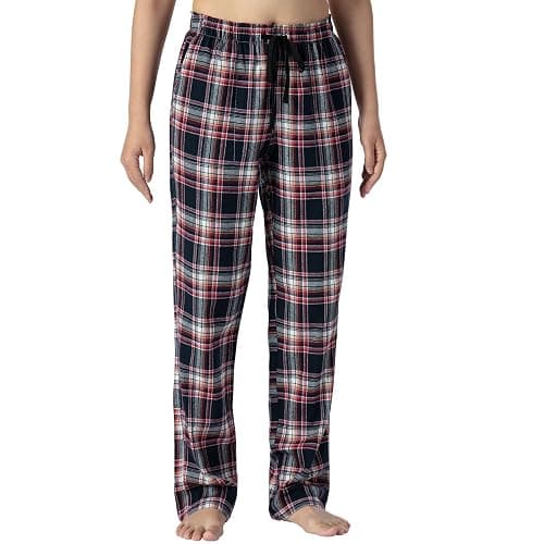 Womens Cotton Pajama Pant Plaid Lounge Bottom Home Pjs Loungewear Sleepwear | Cotton Beathable Comfy Fabric,Adjustable Drawstring Waistband Waist,Two Side Pocket,Open Wide Leg Plaid Pjs Lounge Pant thumbnail 2