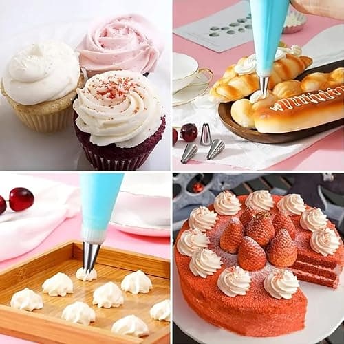 21pcs Cake Decorating Tool Kit – Includes 2 Silicone Reusable Piping Bags, 16 Piping Tips, 3 Cake Scrapers – DIY Cake Decorations and Baking Tools thumbnail 7