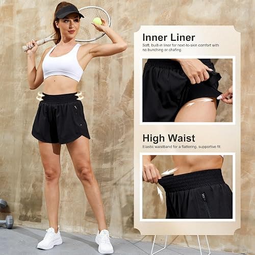 CE' CERDR Women's Athletic Workout Short High Waisted Elastic Running Shorts with Pockets for Gym Casual thumbnail 4