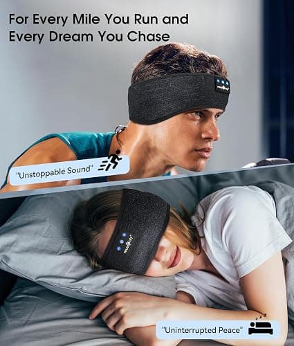 MUSICOZY Sleep Headphones Bluetooth 5.4 Headband, Wireless Earphones Music Sleep Earbuds Sleeping Eye Mask with HD Stereo Speakers for Workout Running Travel Yoga, Ideal Gifts (Black) thumbnail 2