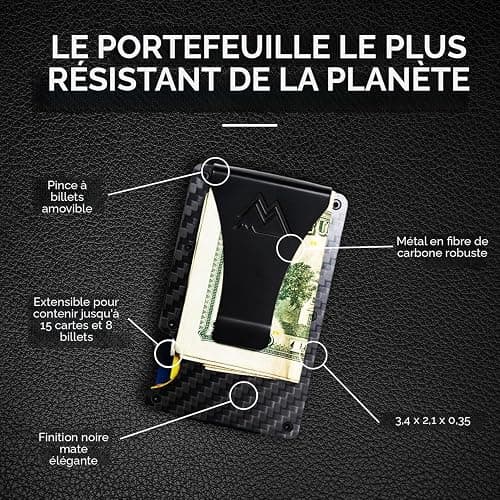 Mountain Voyage Co Minimalist Wallet for Men & Women - Slim RFID Wallet, Scratch Resistant, Credit Card Holder & Money Clip, Easily Removable Money & Cards, (Matte Carbon Fiber) thumbnail 5