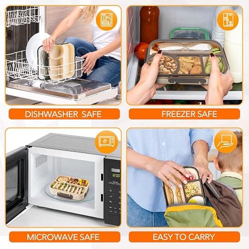 Bento Box Adult Lunch Box with 4-Compartment Leakproof Lunch Containers Microwave and Dishwasher Safe Bento Box with Spoon thumbnail 7