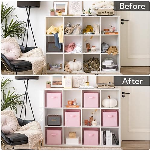 GRANNY SAYS Cube Storage Bins, 11 Inch Storage Cube Organizer, Collapsible Fabric Storage Cubes with Handle, Decorative Cube Storage Organizer for Shelves, Closet, Pink, 6-Pack thumbnail 8