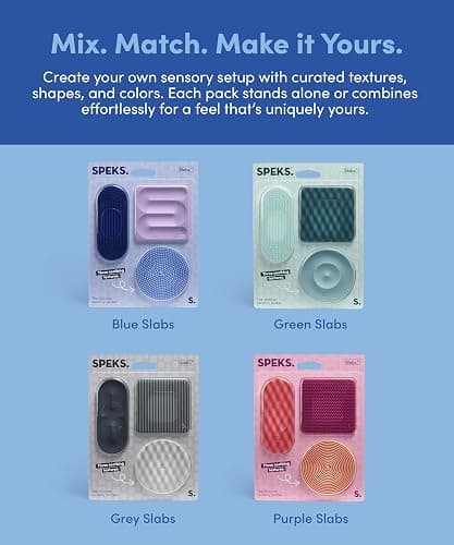 Speks Slabs Silicone Sensory Stickers | Calming Strips & Fidget Stickers for Desk | Anxiety & Focus Tool for Teens and Adults | Blue 3-Pack thumbnail 6