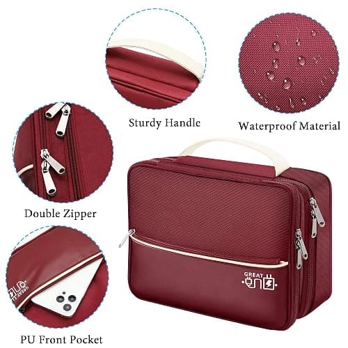CILLA Electronic Organizer Travel Case, Travel Cord Organizer Case Portable Waterproof Cable Organizer Bag for Charger, Cord, USB, Power Bank, Earphone thumbnail 3