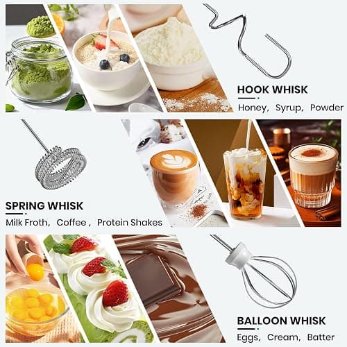 Colarlemo Milk Frother Handheld Rechargeable, Frother Wand Drink Mixer Electric Whisk for Coffee, Detachable With 3 Stainless Whisks, Hand Mixer for Lattes, Cappuccino, Matcha, Egg, No Stand,Black thumbnail 4