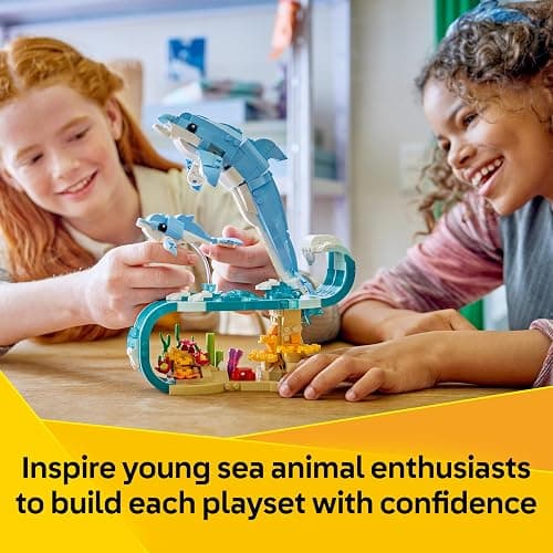 LEGO Creator 3in1 Sea Animals: Beautiful Dolphins Toy - Sea Animal Figure Transforms into a Seahorse or Crab - DIY Room Decor Idea - Creative Gift for 9+ Year Old Girls & Boys - 31385 thumbnail 7