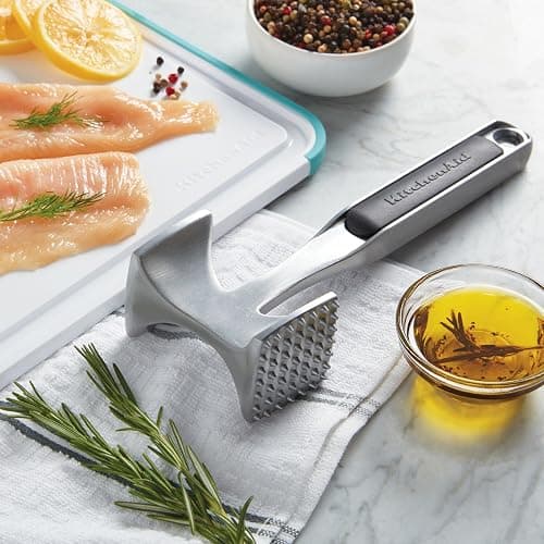 KitchenAid Gourmet Multi Sided Meat Tenderizer for Pounding Meats, Nuts, Shellfish, ect, Hang Hole for Easy Storage, Hand Wash, One Size, Black thumbnail 7