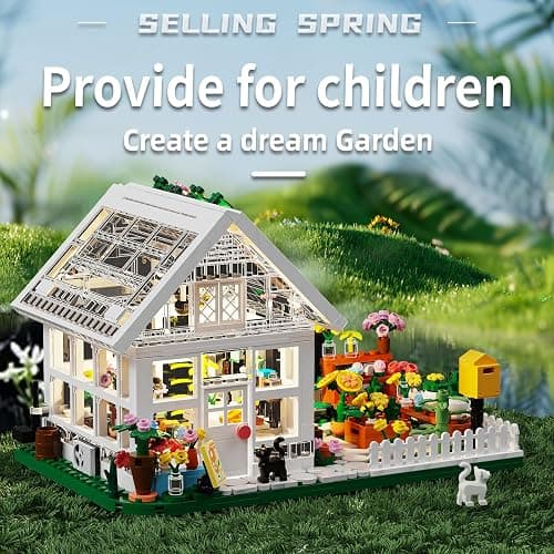 LEGPS YYDS Flower House Building Mini Set with LED, City Street View Greenhouse Building Blocks Toy, Valentine Xmas Gift for Friends or Girls 8-12 Year thumbnail 6