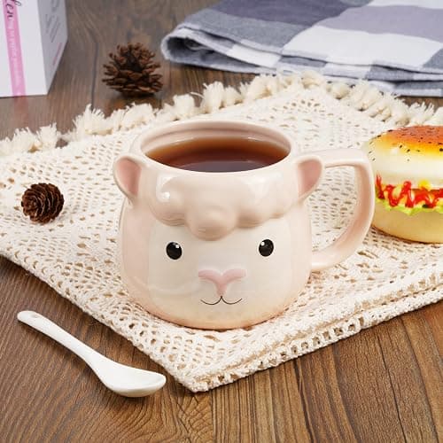 ToCooTo Llama Coffee Mug 14 oz Ceramic Novelty Coffee Mug 3D Porcelain Tea Mug for Women Christmas Housewarming Holiday Birthday Gifts for Women Mom Kids Teacher and Best Friend Pink thumbnail 5