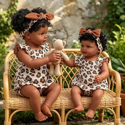 BABESIDE Reborn Baby Doll Clothes for 17- 22 Inch Dolls | 2-piece leopard pattern reborn baby doll clothes outfits for 17–22 inch dolls with 1 doll romper and 1 matching headband thumbnail 2