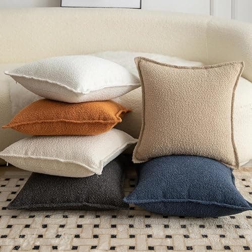 Mandioo Pack of 2 Decorative Throw Pillow Covers Accent Solid Woven Textured Cushion Covers Pillow Cases Bedroom Living Room Sofa Home 26 x 26 Inch 65 x 65 cm Dark Gray thumbnail 5