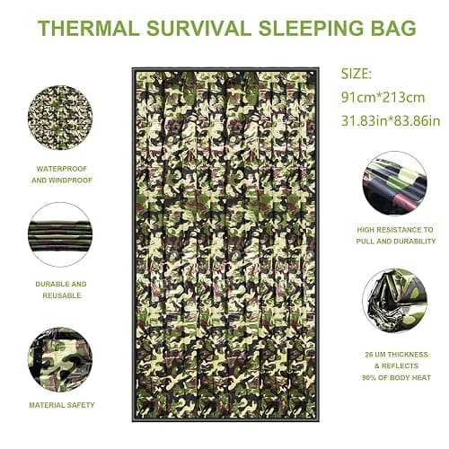 HONYAO Sac de Couchage de Survie, Sac de Couchage d'urgence, Bivvy de Survie Léger Camping en Plein air Randonnée, Couverture de Survie thumbnail 2