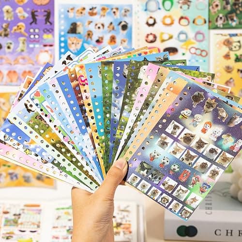 ZHIJIANHZ Cat and Dog Stickers Book Set 2 in 1,Value Set with 1600 Stickers 60 Pages Meme Sticker Books for Scrapbook Journal and Planner Coil Bound Sticker Albums thumbnail 2