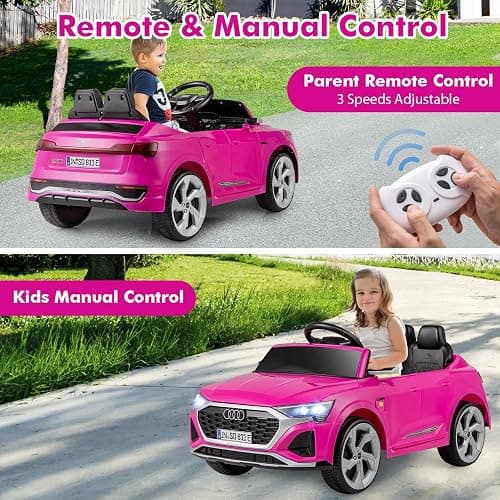 Licensed Audi SQ8 Ride on Car by INFANS, Battery Powered Electric Vehicle for with Remote Control, Adjustable Music, LED Lights, Suspension, Driving Toy Gift for Kids Toddler Age 3+ (Pink) thumbnail 6