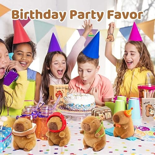 Mushplushies 4PC Capybara Plush Keychain, Cute Small Capybara Mini Stuffed Animal. Valentines Day Gifts for Kids Birthday Party Favors Decorations. thumbnail 6