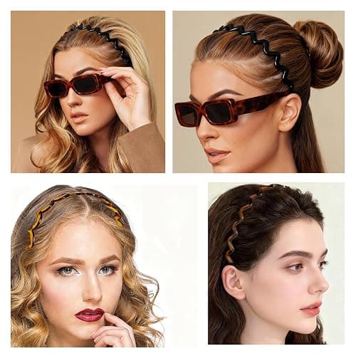 TOSEFES 2025 Zigzag Headbands for Women, 2-Pack U-Shaped Hair Comb Headbands, Non-Slip Slick-Back Hair Accessories, Black & Tortoise Recycled Plastic, Teeth Hairband for Everyday Styling & Workout thumbnail 5