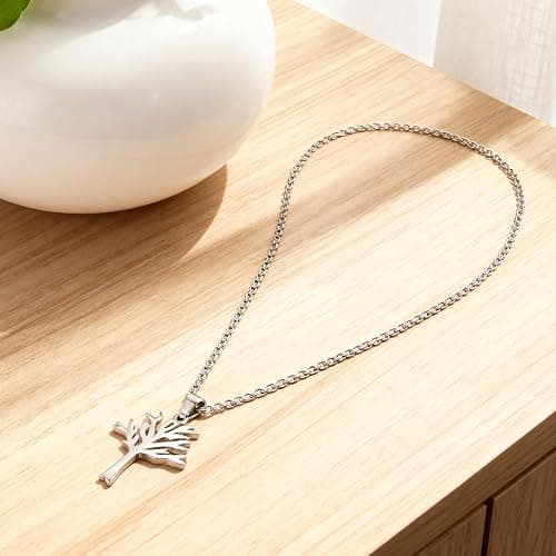 DCNREJGZ Stainless Steel Tree Pendant Necklace Chain, Punk Rock Style thumbnail 4