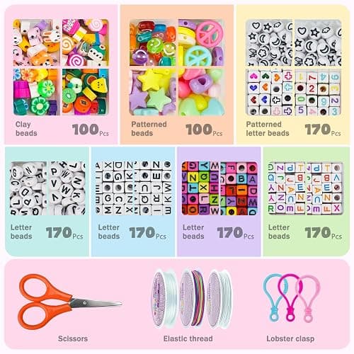 Gionlion 96 Colors 3550 Pcs Pony Beads Bracelet Making Kit, 5 Boxes Friendship Bracelet Kit with Letter Beads 6x9mm Rainbow Kandi Bead for Bracelets Jewelry Keychain Making Kit, Crafts Gifts thumbnail 4