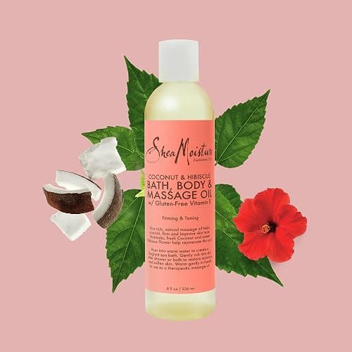 Shea Moisture Coconut & Hibiscus Massage Oil and Body Oil for Dry Skin, Bath Oil with Coconut Oil and Vitamin E Oil for Skin, 8 oz thumbnail 9