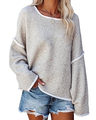 SALENT Women's Casual Oversized Sweaters Loose Soft Chunky Knit Long Batwing Sleeve Pullover Sweater Outfit Sweatshirts Tops - Image 1