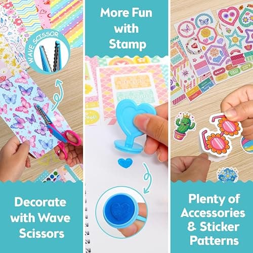 Axirata 2-Pack DIY Journal Kit for Girls 6-8-14 Year Old Scrapbook Gifts | Art & Crafts Stationery Set, Scrapbook & Diary Supplies Toy Journal Set for Tween & Teen Girls Birthday Christmas Gift (Blue) thumbnail 9