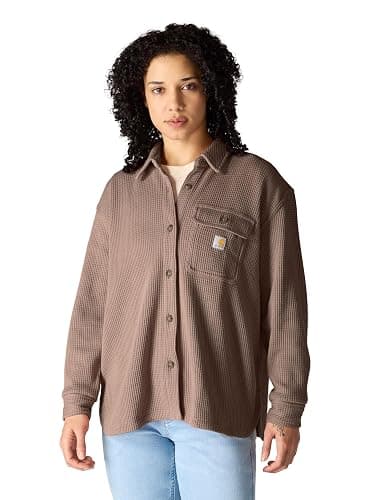 Carhartt Women's Oversized-fit Heavyweight Waffle Knit Shirt - Image 1