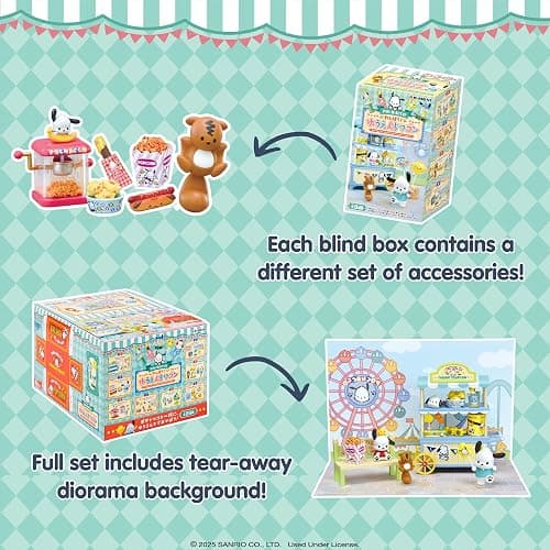 Hamee RE-Ment Blind Box Sanrio - Pochacco Amusement Park Wagon - 8 Pc. | Full Set with Tear-Away Display Background, Cute Blind Box Diorama Miniature Figure Set, Collectible Display Figure thumbnail 6