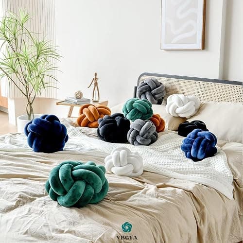 VBGYA Knot Pillow Ball, Soft Home Decorative Throw Pillows Cushion, Round Changeability Knotted Pillows, Modern Home Handmade Cushions for Bedroom, Sofa, Couch (8 Inch, Black) thumbnail 4