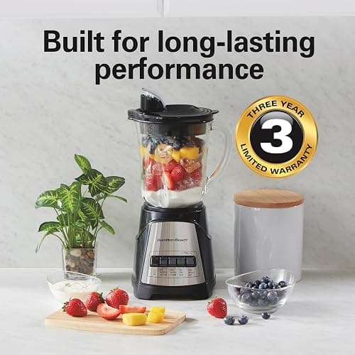 Hamilton Beach Power Elite Wave Action Blender For Smoothies, 40 Oz Glass Jar, 12 Functions Including Puree, Crush Ice, Black, 700 Watts, Black (58148A) - 40 Oz Glass Jar - Black thumbnail 8
