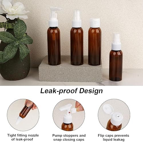 Cosywell Travel Size Bottles for Toiletries 13 Pack TSA Approved Toiletry Bottles Leak Proof Travel Kit for Women Men TSA Clear Toiletry Bag Shampoo Lotion Skincare Cosmetic Container（Brown） thumbnail 3