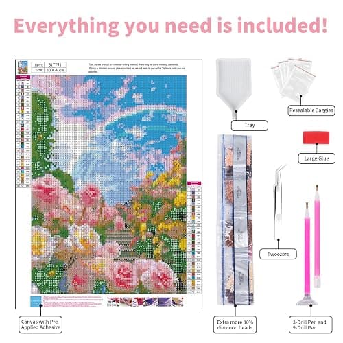 GEEHEIY Flowers Diamond Art Kits for Adults, 5D Spring Diamond Painting Kits for Beginner, DIY Full Drill Round Gem Art for Home Wall Decor 12 x16 Inch thumbnail 4
