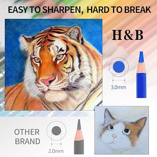 H & B 120 Colored Soft-core Coloring Pencils Set, Coloring Book and Portable Storage Bag for Painting, Art Supplies Gift for Artists Adult Children Beginners thumbnail 8