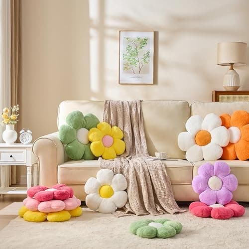 CANGHI Flower Pillow,Pink 15.7" Decorative Throw,Daisy Pillow | Soft plush daisy cushion with PP cotton filling, cute aesthetic decor for sofa, couch, bed, bedroom, living room thumbnail 3