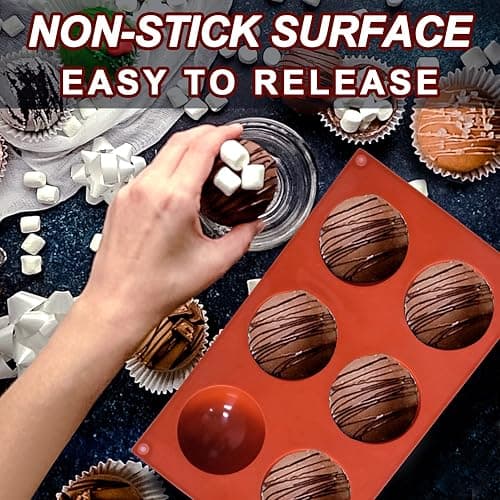 Lerykin 3 Pack Large 6-Cavity Semi Sphere Silicone Molds, Non-Stick Baking Mold for Making Standard Size Hot Chocolate Bomb, Cake, Jelly, Dome Mousse thumbnail 4