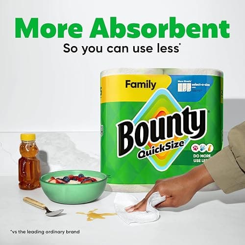 Bounty Quick Size Paper Towels, White, 8 Family Rolls thumbnail 4