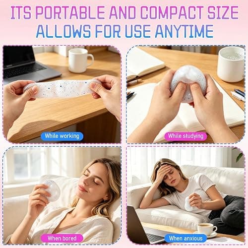 Snowball Stress Relief Squishy Toys, Squeeze Play Sensory Fidget Toys Anxiety Relief Slow Rise Portable Desk Toys, Birthday Gifts, Party Favors, Goodie Bag Fillers thumbnail 5