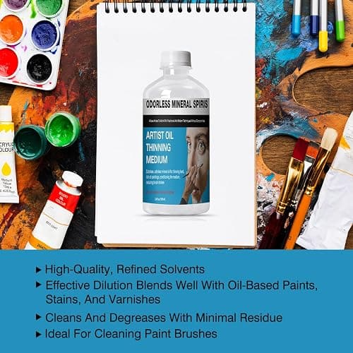 Odorless Paint Thinner for Oil Painting - Oil Painting Thinner - Artist Paint Thinner - for Thinning Oils, Artists - 3.4oz thumbnail 3