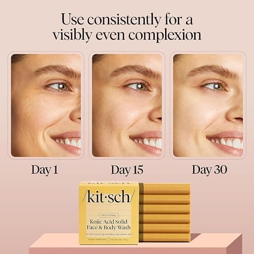 Kitsch Kojic Acid Soap – Turmeric Soap Bar with Hyaluronic Acid & Shea Butter – Brightening & Hydrating Body Wash & Face Wash for Dark Spots, Even Skin Tone & Natural Glow - Made in USA - 4 oz thumbnail 4