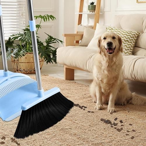 BSKLIN Broom and Dustpan Set, House Broom for Sweeping Indoor Collapsible Broom with Dust Pan Combo Set for Home Office Kitchen Lobby Floor Pet Hair thumbnail 2